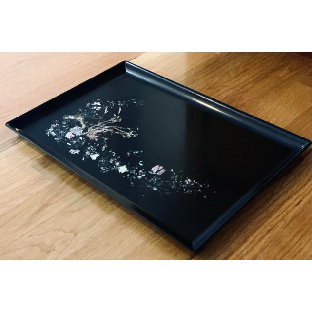 Mid-Century Modern Rare Coastal, Nautical 1960’s ‘Seascape’ Coral Reef Classic Vintage Mid-Century Modern Couroc of Monterey Serving, Bar Tray For Sale - Image 3 of 11