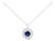 Sterling Silver Lab Grown Sapphire and Diamond Medallion Pendant Necklace For Sale