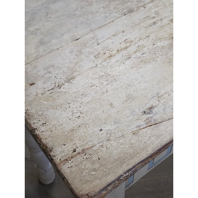 Antique French Rustic Painted Pine and Hardwood Console Table With Greek Key Motif For Sale - Image 14 of 17