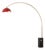 Iconic 95" Arc Floor Lamp, Mid-Century Modern, Red/Gold Shade, Brass Body For Sale