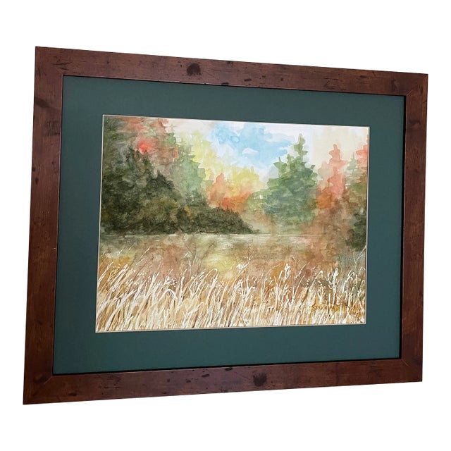 "Fall" Original Watercolor Traditional Landscape Painting by Judy M. Strickland For Sale