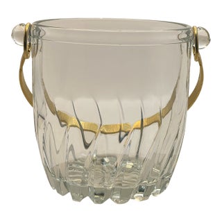 Late 20th Century Clear Glass Ice Bucket With Detachable Handle For Sale