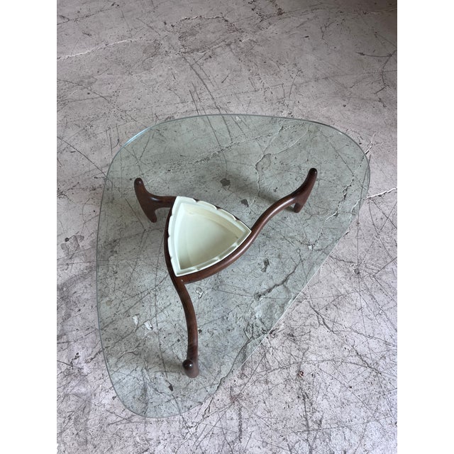 1960s Mid Century Modern Sculpted Walnut and Glass Coffee Table Attributed to Adrian Pearsall For Sale - Image 5 of 6