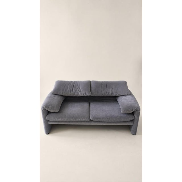 Blue Maralunga 2-Seater Sofa by Vico Magistretti for Cassina, 1970s For Sale - Image 8 of 8