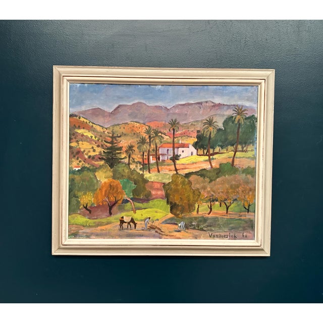Pierre Van Der Stok, Landscape, 1960, Oil Painting on Canvas, Framed For Sale - Image 8 of 16