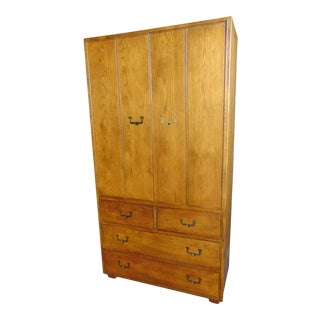 Henredon Artifacts Mid Century Campaign Armoire For Sale