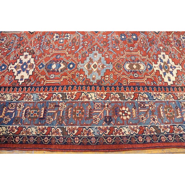 Late 19th Century Captivating Red-Raspebery Field With Classic Geometric Desing Antique Persian Sultanabad Rug For Sale - Image 5 of 6