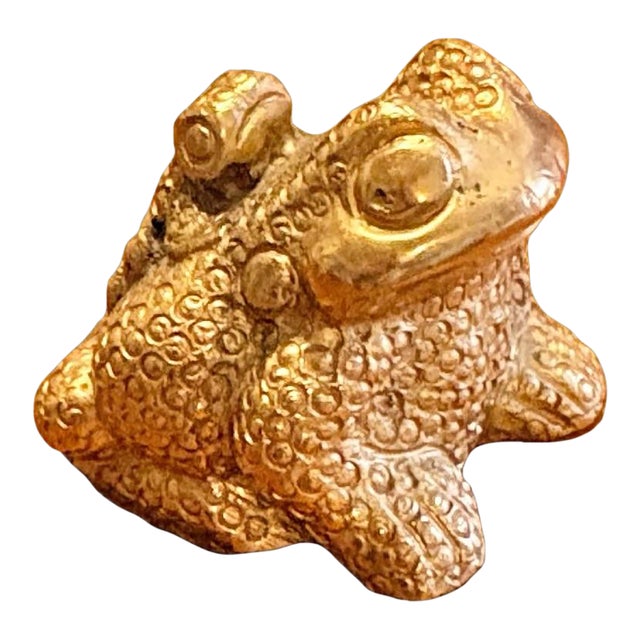 Wonderful gold plated bronze frog with a baby frog on its back. Stamped MEXICO plus, artists initials "SA" and Bronze...