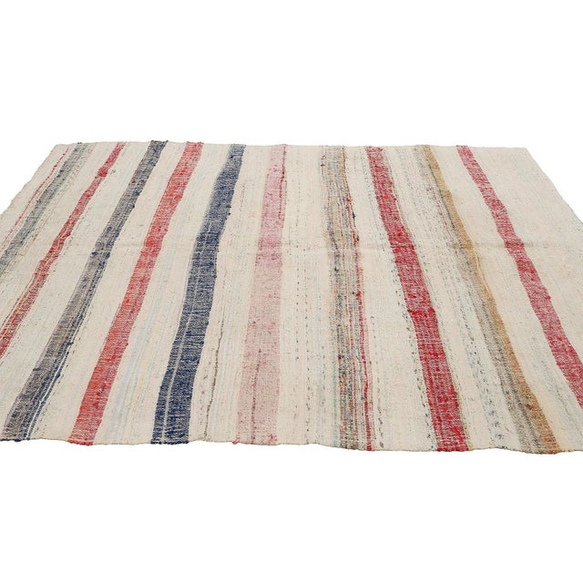 Mid 20th Century Vintage Turkish Rag Rug For Sale - Image 4 of 7