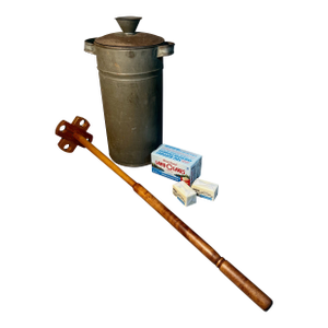 Primitive 1800s Butter Churner Shaker Tin With Wood Dasher-Churner Farmhouse