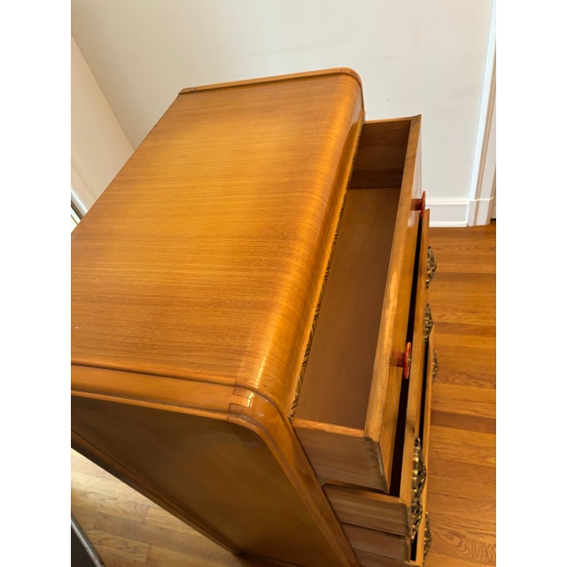 Mid-Century Modern 1930s Art Deco Blonde Four Drawer Dresser For Sale - Image 3 of 12