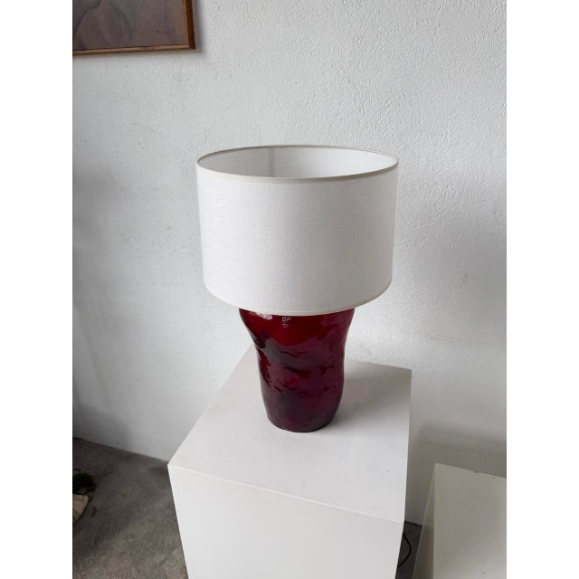 Red Red Ceramic Table Lamp, 1970s For Sale - Image 8 of 18