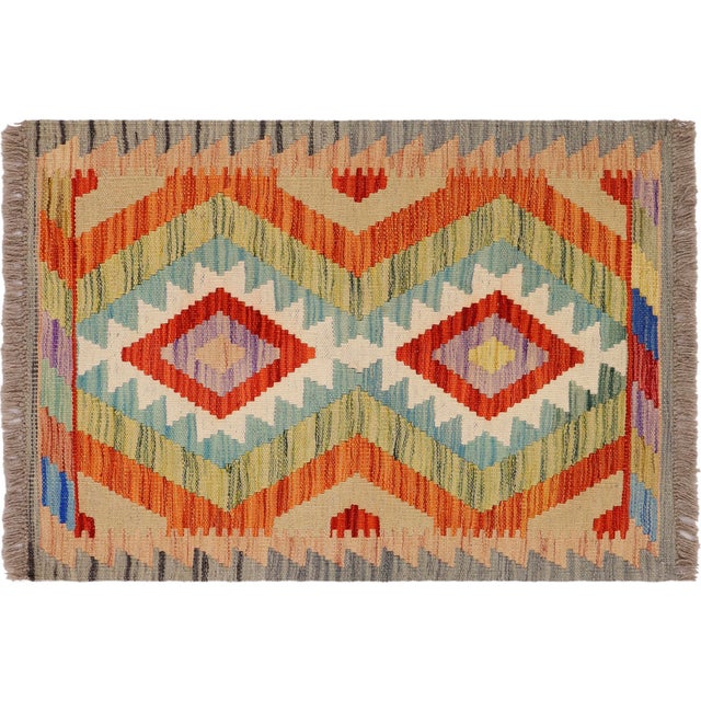 Retro Kilim Gray Rust Hand-Woven Wool Rug For Sale - Image 9 of 9