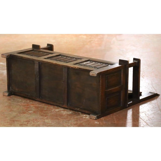 Early 20th Century French Gothic Revival Carved Oak Hall Bench With Storage For Sale - Image 9 of 9
