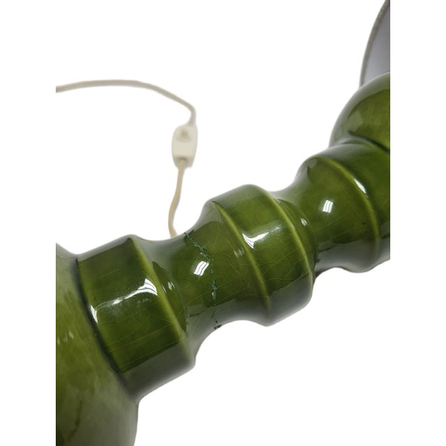 Forest Green Polish Postmodern Bedside Lamp in Glass and Pottery, 1980s For Sale - Image 8 of 11