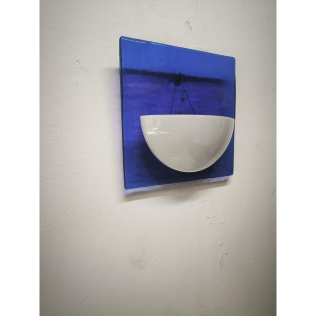 White Blue Murano Glass Wall Lamp, 1980s For Sale - Image 8 of 10