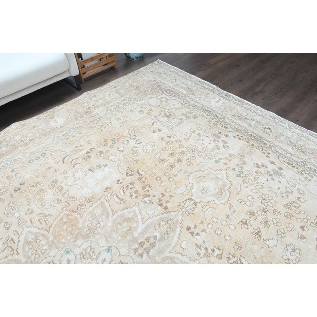 Textile 1970s Vintage Persian Handmade Wool Cotton Light Brown Area Rug For Sale - Image 7 of 11