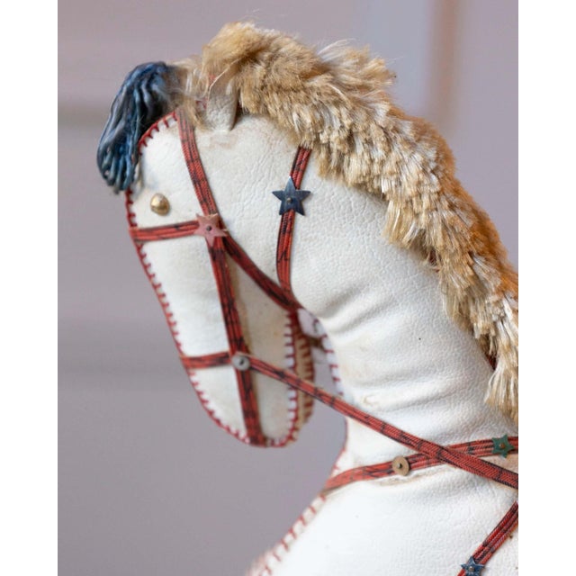 Off-white French Decorative Horse in Moleskin with Saddle and Harness, 20th Century For Sale - Image 8 of 11