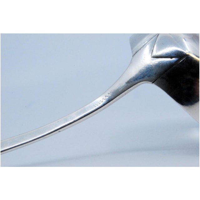 Plain Silver Soup Ladle with Handle, in Very Good conditions. Designed before 1890 This piece has an attribution mark, I...