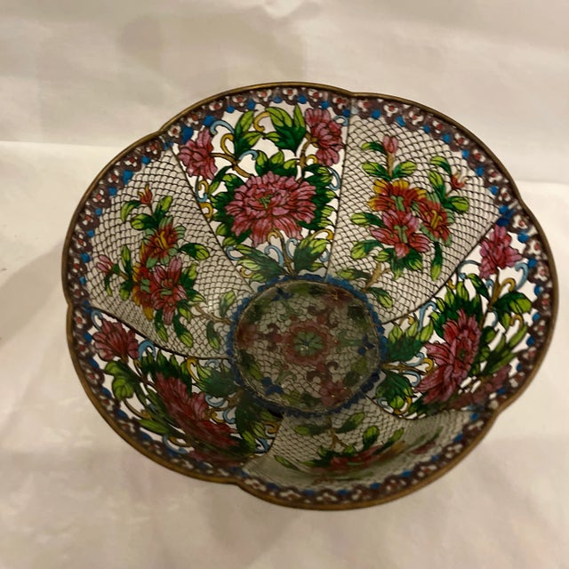 Fine and rare late 19th Century Japanese or Chinese shotai shippo Plique a jour cloisonné Reticulated scalloped rim bowl....