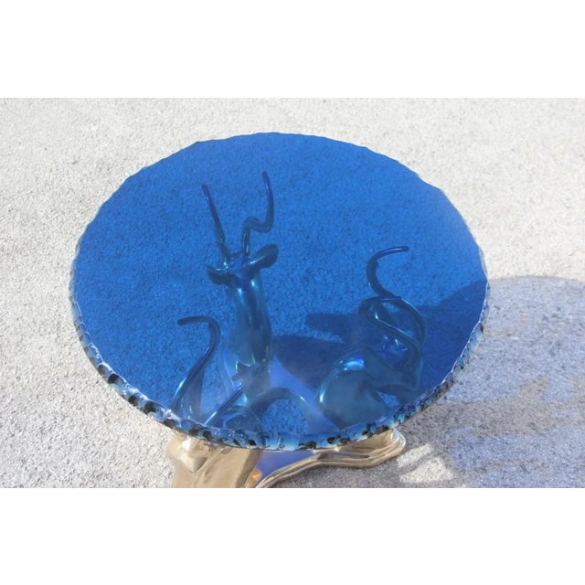 Mid-Century Cobalt & Brass Deer Coffee Table, 1960s For Sale - Image 4 of 18