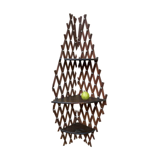 Late 19th Century Victorian Era Tramp Art Lattice Corner Shelf With Milkglass Buttons For Sale In New York - Image 6 of 7