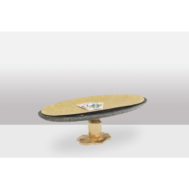 Pitoin Bowl in Hammered Brass Slate For Sale - Image 4 of 5