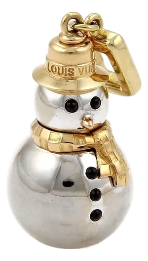 Louis Vuitton Collectable Snowman Onyx 18k Gold Charm Pendant