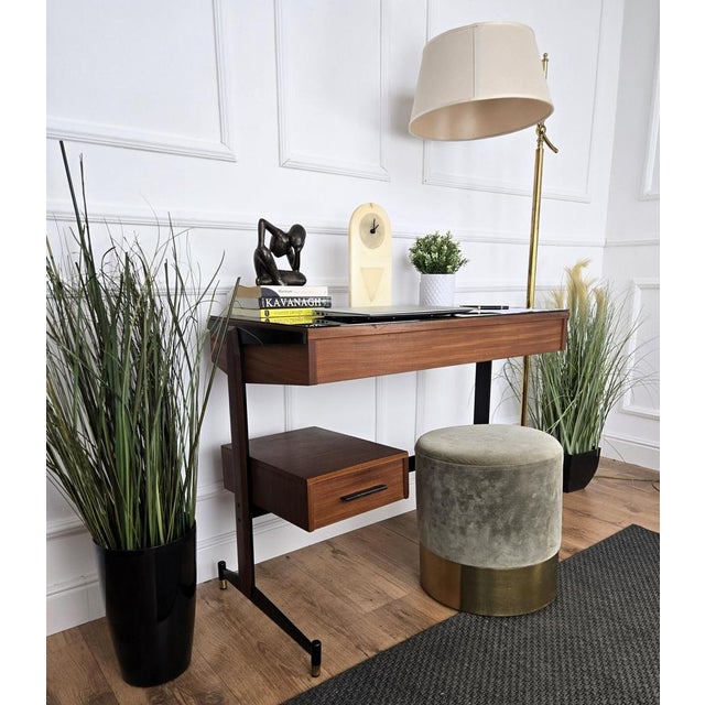 Vintage Art Deco Italian Metal and Glass Desk, 1940s For Sale - Image 3 of 10