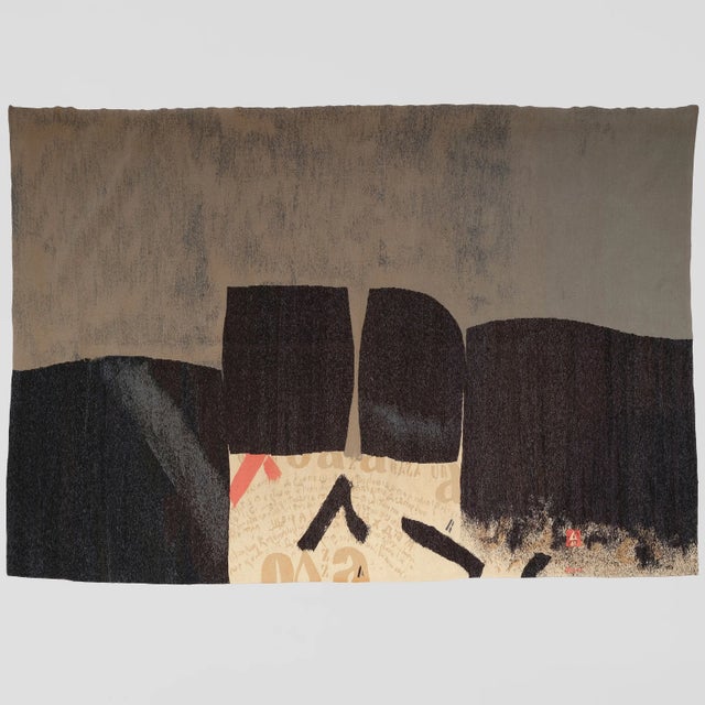 Traditional Vintage Slovenian Abstract Tapestry in Black and Brown Tones - Rug & Kilim For Sale - Image 3 of 3