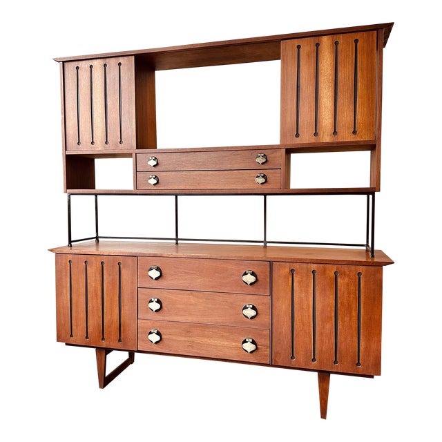 Stanley Walnut Spade Room Divider / Wall Unit Chairish