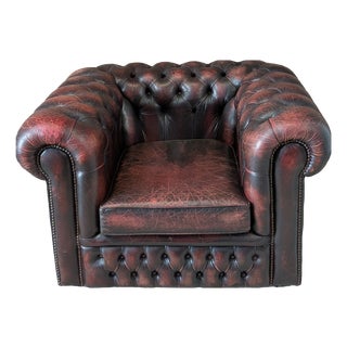 Chesterfield Club Chair in Leather For Sale