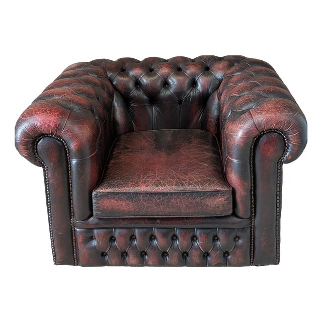 Chesterfield Club Chair in Leather For Sale