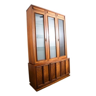 1960s Mid Century Modern Credenza Display Cabinet Hutch American of Martinsville Glass For Sale