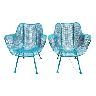 Pair MCM Russell Woodard Sculptura Iron Lounge Chairs For Sale