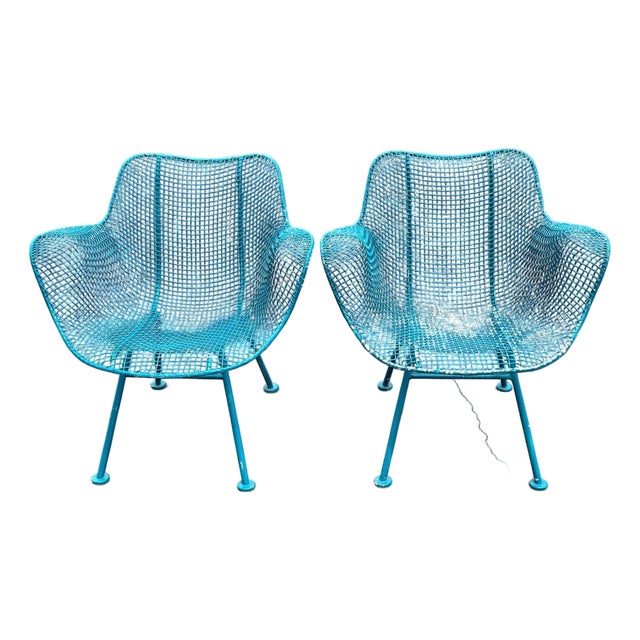 Pair MCM Russell Woodard Sculptura Iron Lounge Chairs For Sale