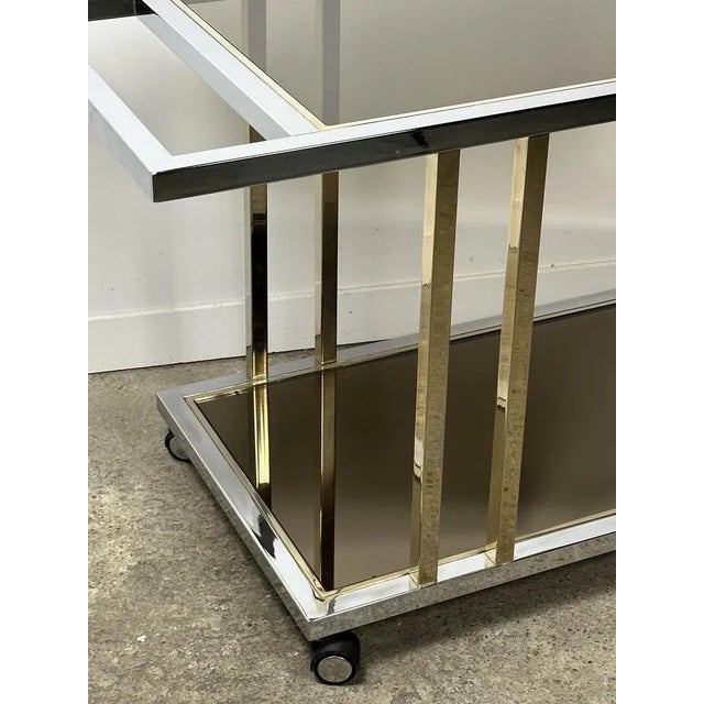 Mid-Century Modern Service / Roller Table in Chromed and Golden Brass from Belgo Chrom / Dewulf Selection, 1960s For Sale - Image 3 of 13
