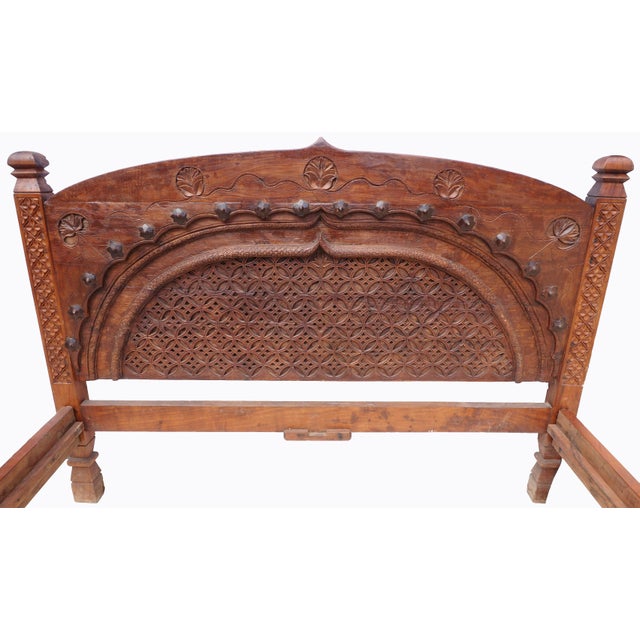 Wood Vintage Double Bed, Swat-Tal, Pakistan, 1950s For Sale - Image 7 of 17
