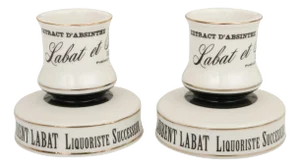 Contemporary Absinthe Labat Et Fils Ceramic Match Strikers - a Pair