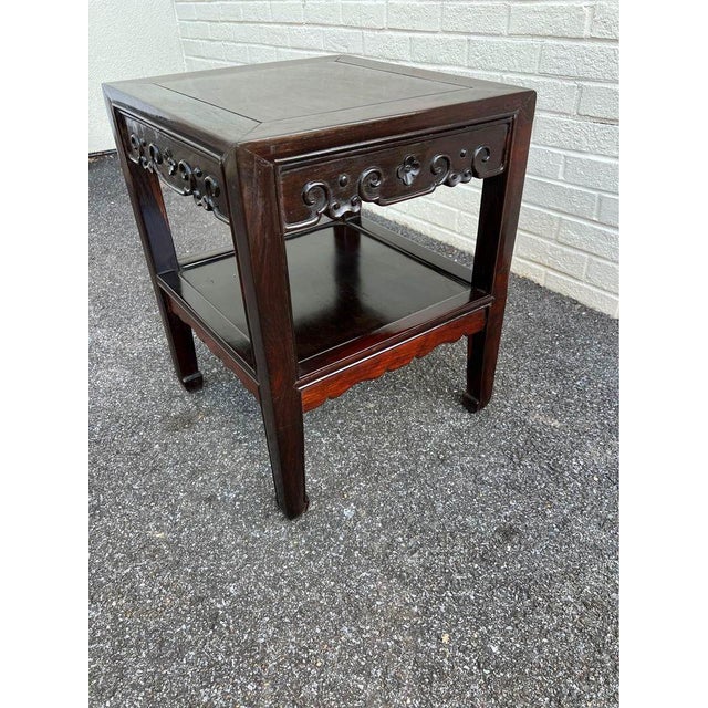 Chinoiserie 19th Century Antique Rosewood Plant Stand Side Table For Sale - Image 3 of 10