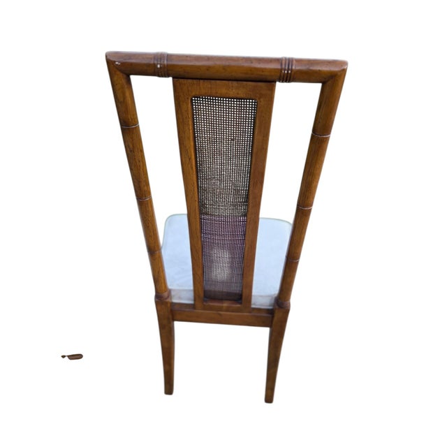 Thomasville Vintage Faux Bamboo Cane High Back Dining Chairs Regency Pair For Sale - Image 15 of 16