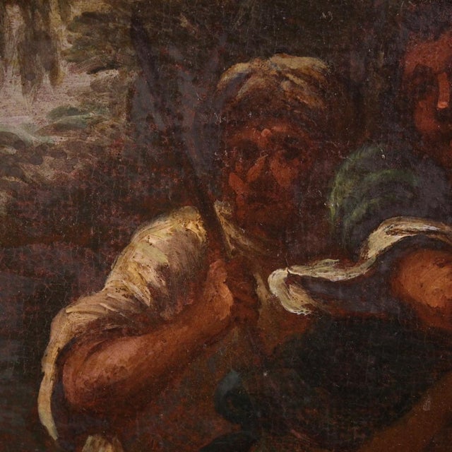 Italian Artist, Landscape with Pastoral Scene, 1720, Oil on Canvas, Framed For Sale - Image 14 of 15