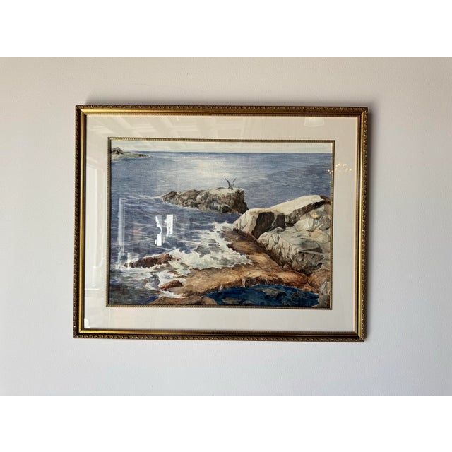 Abstract 1980s Vintage Coastal Landscape Watercolor Painting by Joe Yeager – Framed For Sale - Image 3 of 12