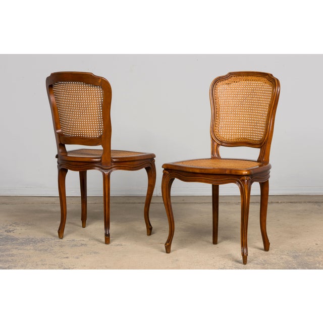 Early 20th Century Set of 8 Early 20th Century French Louis XV Style Walnut Cane Dining Chairs For Sale - Image 5 of 18