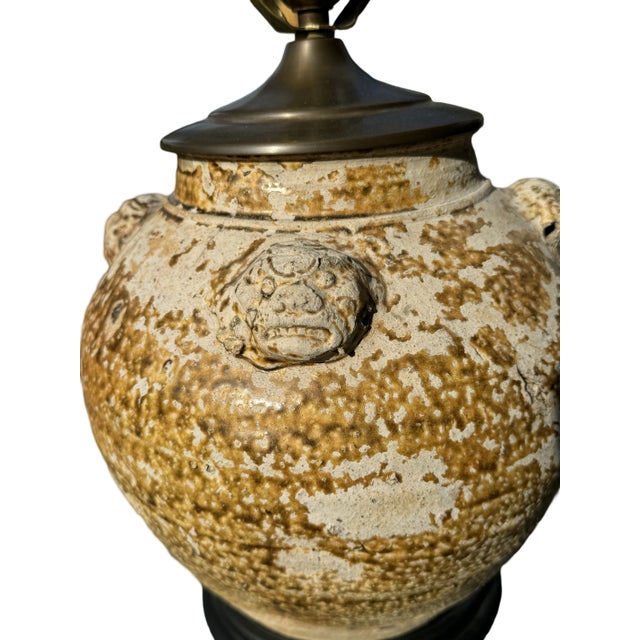 Japanese Shigaraki Pottery With Gargoyles, Table Lamp For Sale - Image 4 of 5