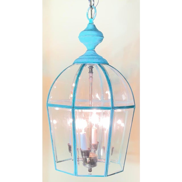 1970s Vintage Hexagonal Solid Brass Hanging Lantern / Dome Pendant Light For Sale - Image 5 of 17