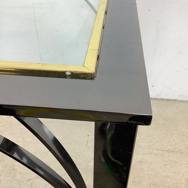 Chrome Regency Modern Dark Chrome and Glass End Table- Design Institute of America For Sale - Image 8 of 13