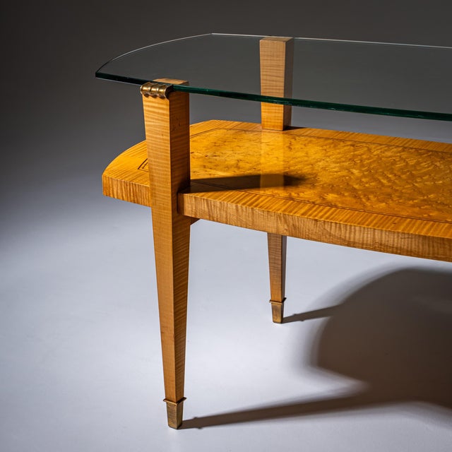 1940s Art Deco Coffee Table with Glass Top, 1940s For Sale - Image 5 of 8