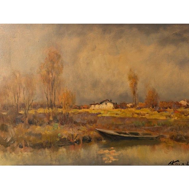 Unknown, River Landscape, 1960s, Oil on Canvas, in Very Good conditions. Designed 1960 to 1969
