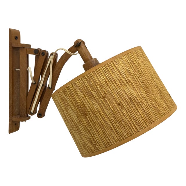 Vintage Teak Scissors Wall Lamp, 1960s For Sale